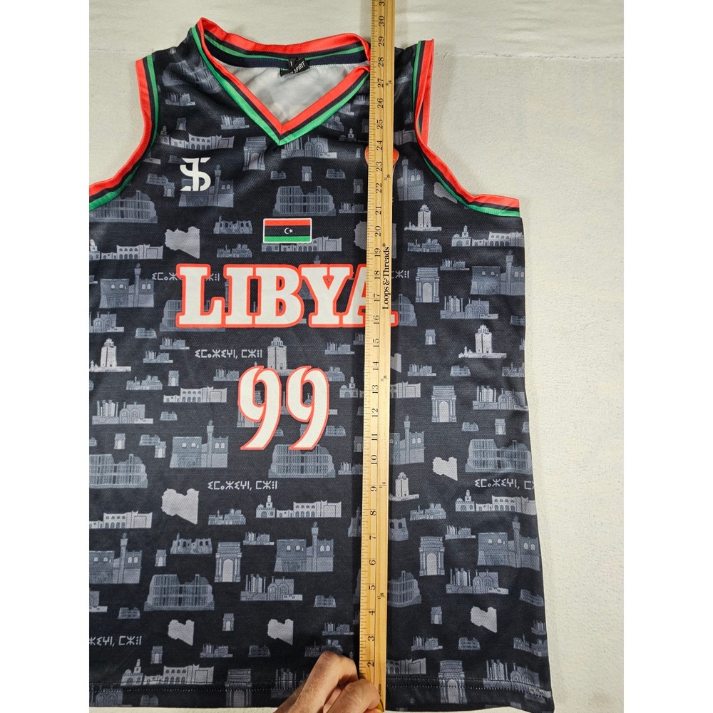 Team Spirit Libya Basketball Jersey Black All Over Print M. Buzgaiya 99 Mens L - Picture 3 of 6